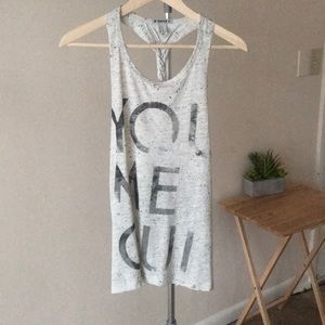 Yoga open back workout tank raw edge comfy flowy